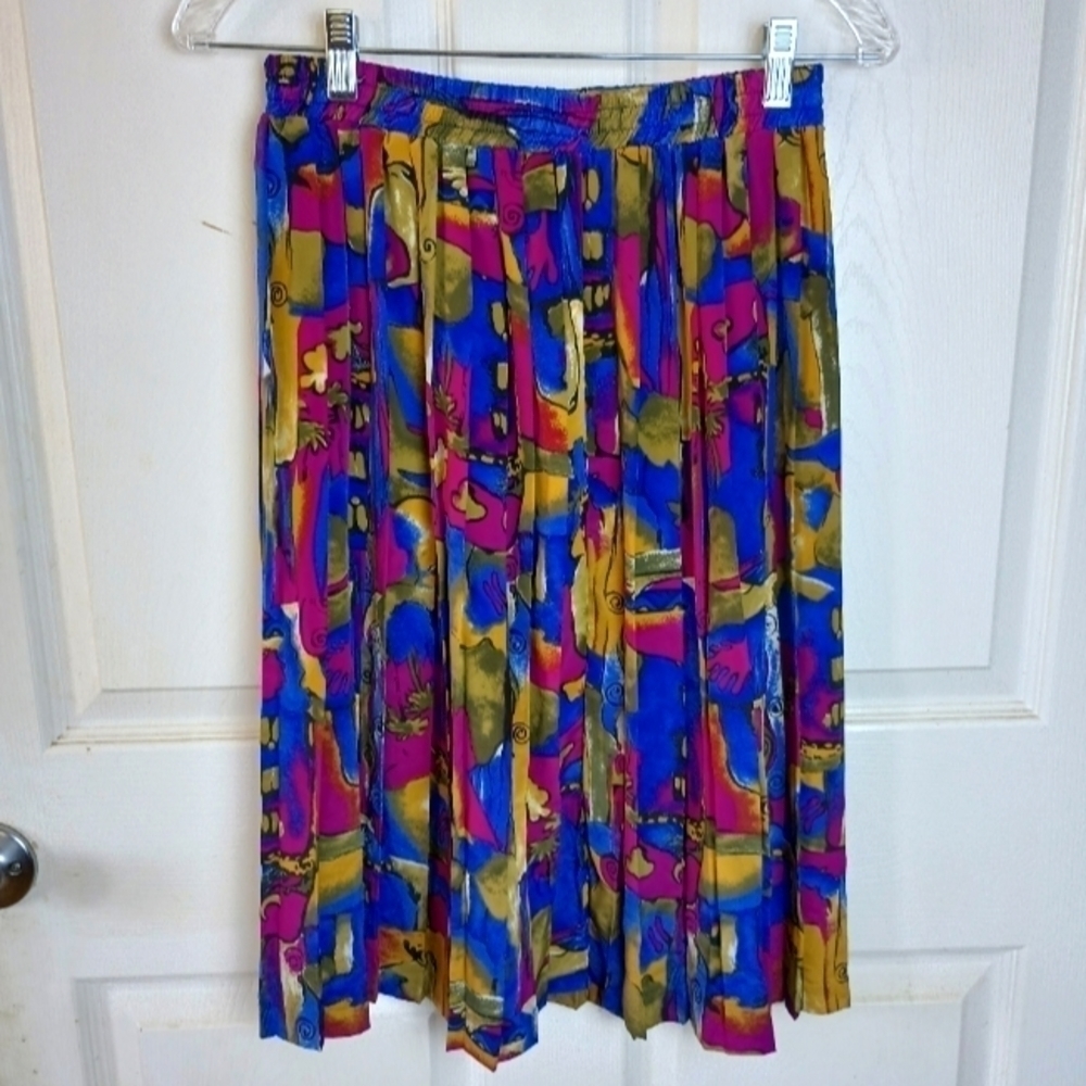 VINTAGE Donnkenny Pleated Skirt Women's Abstract Colors 8